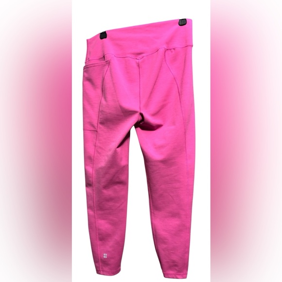Sweaty Betty Pink High-Waisted Ribbed Leggings w/ Side Pocket Size L - Picture 3 of 5